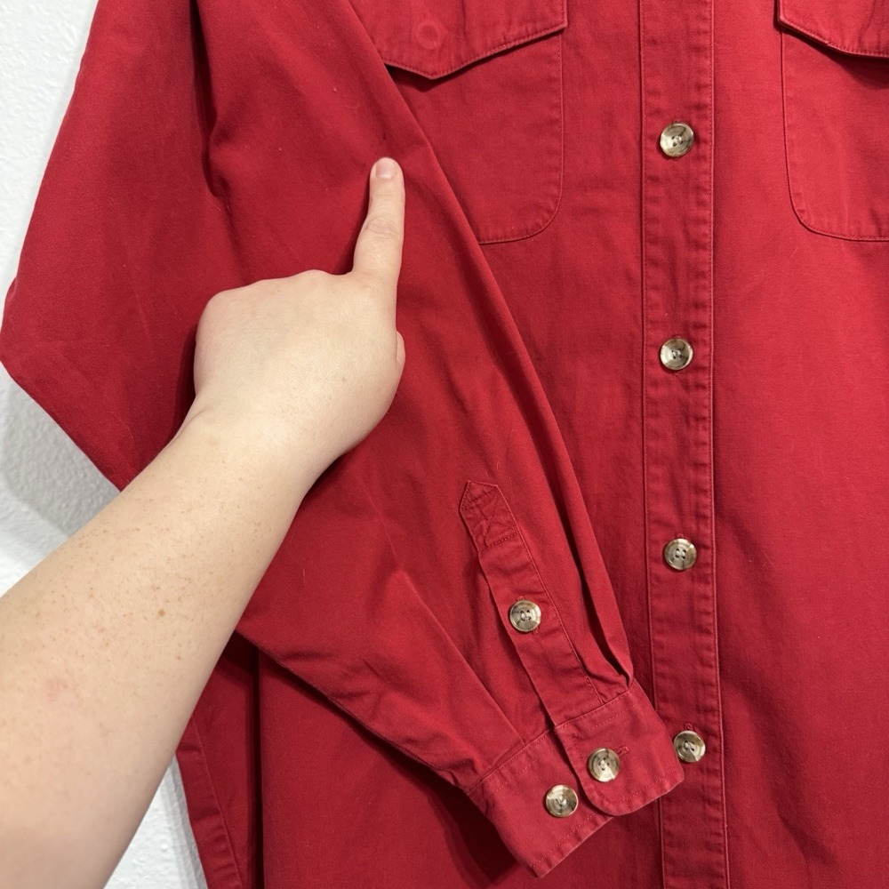 Liz Claiborne Red Long Sleeve Button Up Shirt Womens Size XL Hoodie 90s Vintage - Picture 9 of 12
